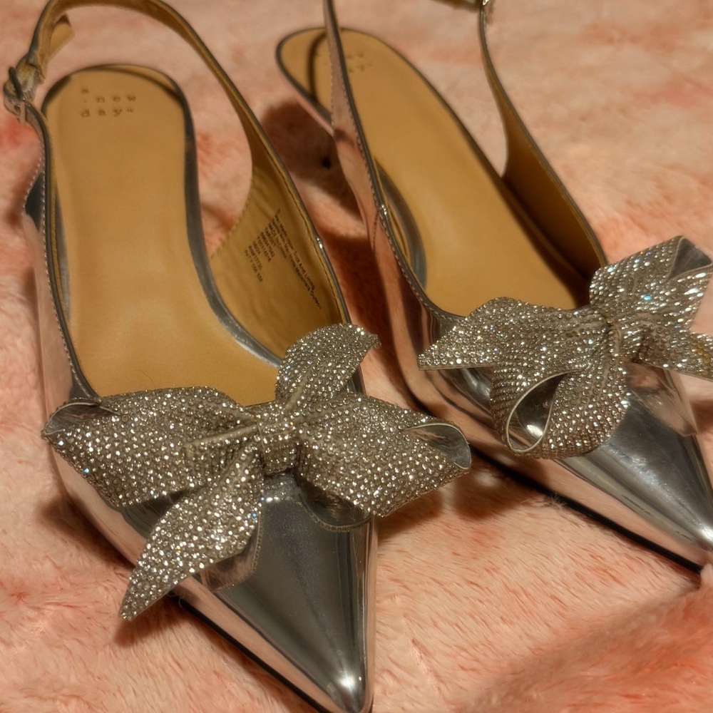 Target Silver Glitter Bow Heels